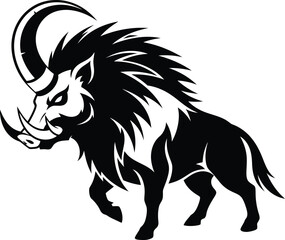 Fototapeta premium Fierce Wild Boar Mythical Beast Vector