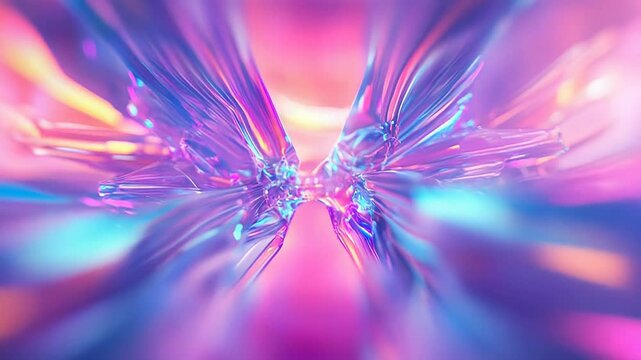 Iridescent crystal background creating an abstract holographic light pattern