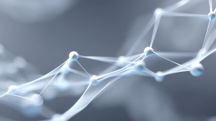 Abstract representation of interconnected nodes and geometric structures illustrating technology, data visualization and networking concepts in digital space.