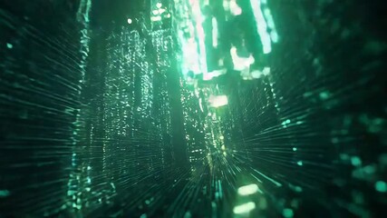 Digital data stream forming abstract cityscape network - Powered by Adobe