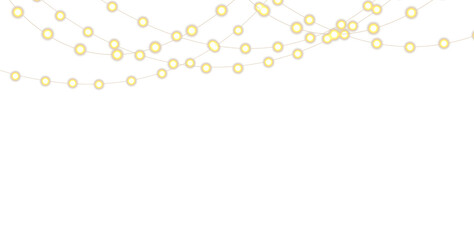 Glowing Christmas lights PNG overlay bulbs twinkle with gentle shine festive garland string light .