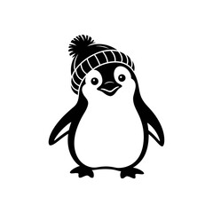 Obraz premium A simplistic black-and-white illustration of a penguin.