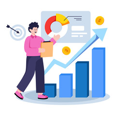 Modern design illustration of analyzing business growth