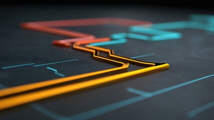 Abstract representation of a complex data structure with colorful lines illustrating connections and pathways on a dark background