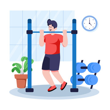 An illustration design of doing pullup