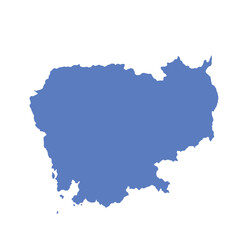 Map of Cambodia, sign silhouette. World Map Globe. Vector Illustration isolated on white background. Asian continent.