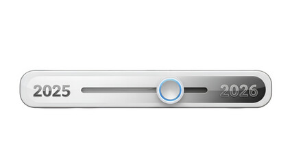 Slider control with years 2025 2026 isolated on transparent background
