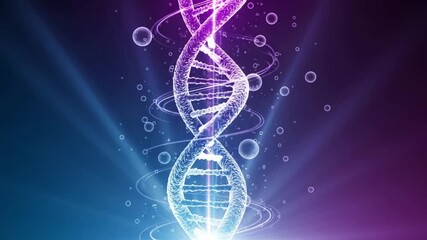 Dynamic DNA helix animation with glowing particles for medical research or scientific presentations adds visual impact to your projects - Powered by Adobe