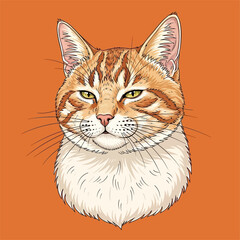 Portrait of a Ginger Tabby Cat with a Stern Expression. © Taufiq