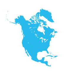 Map of North America, sign silhouette. World Map Globe. Vector Illustration isolated on transparent background. American continent.