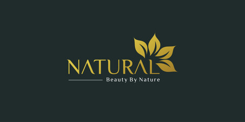 Golden natural logo template for company or printing Premium Vector