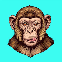 Whimsical Monkey Portrait with Playful Tongue, Detailed Fur and Expressive Eyes.