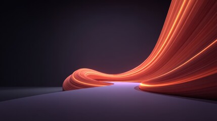 Abstract flow of vibrant red light against a dark background creating motion with smooth curves and dynamic energy in a modern digital art style