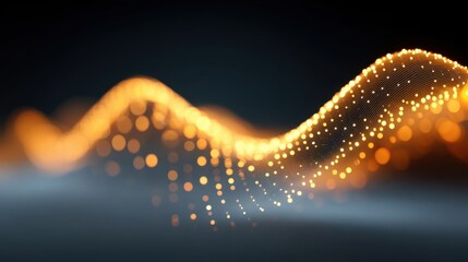 Abstract representation of glowing particles and waves conveying energy and movement in a dark background for digital and design concepts