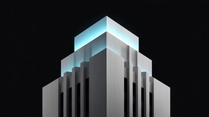 Obraz premium Modern architectural building with sleek lines and illuminated top against a dark night sky showcasing elegant design and urban style