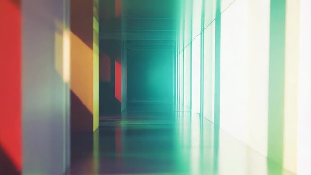 Abstract colorful empty corridor with futuristic luminous light