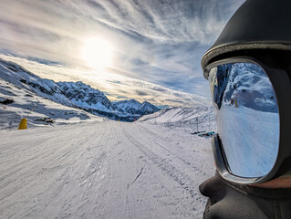 View of a ski slope in Dufourspitze ski area