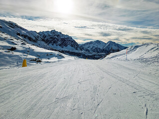 View of a ski slope in Dufourspitze ski area