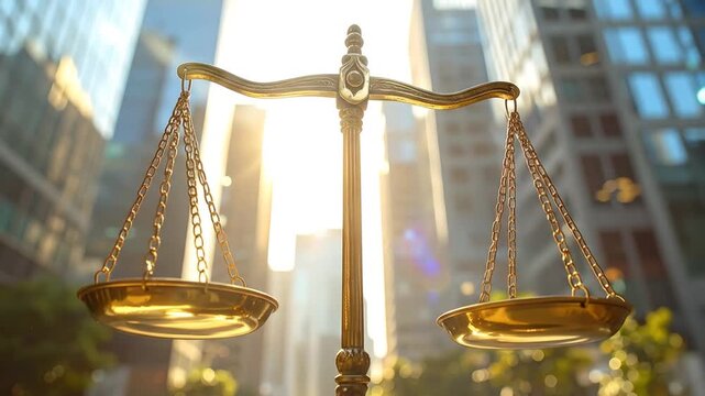 Symbol of Justice in a Modern City: Law and Fairness, Balancing the Scales of Authority
