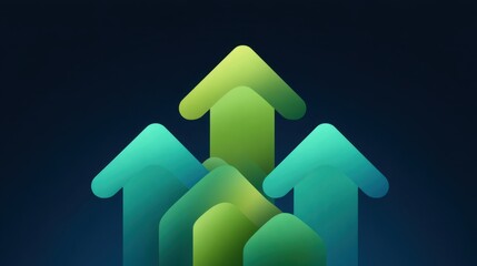 Fototapeta premium Abstract modern design featuring stylized arrows representing growth, progress, and forward movement in a vibrant color scheme against a dark background