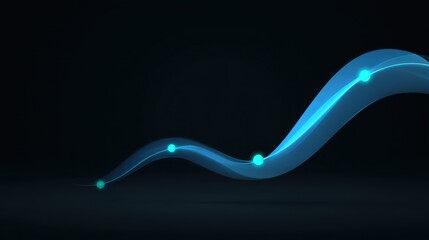 Abstract flowing lines with glowing dots creating a futuristic wave pattern on a dark background for technology and design concepts