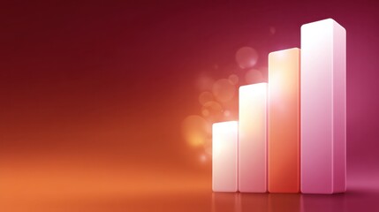 Abstract representation of rising statistics with colorful bars showcasing growth and success on a smooth gradient background.