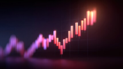 Abstract financial graph showing upward trend with colorful bars, reflecting market growth and investment data in a modern digital style on a dark background