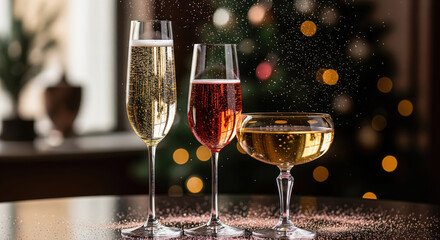 festive champagne trio celebration