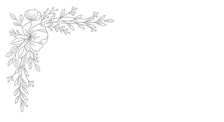 Elegant Floral Corner Design with Delicate Leaves and Blossoms.