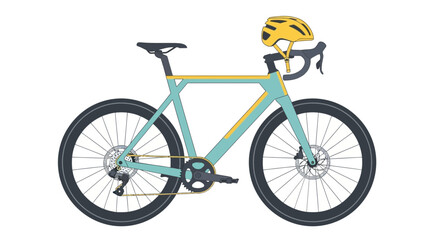 Stylish road bike with helmet ready for cycling adventure on open road.