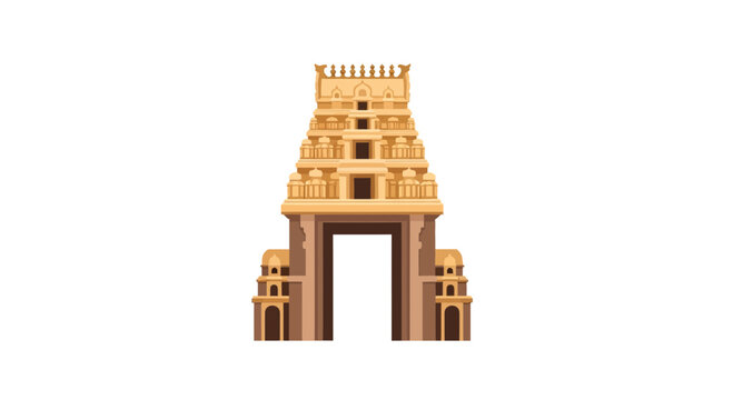 Ancient Indian Temple Gopuram Architecture Landmark.