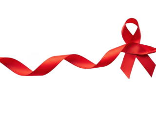 Red awareness ribbon symbol for hiv aids on a transparent background isolated on transparent background