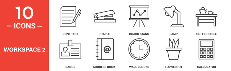 Workspace icon set. Workspace vector symbol in black filled and outlined style.