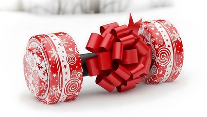 Fitness gift idea for christmas with wrapped dumbbell