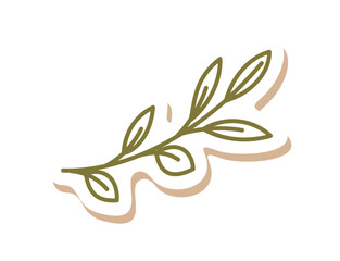 Flat kraft green branch patch decor style brings a holiday plant element in modern eco graphic. This trendy patch gives natural gift and box accent with simple holiday decor flair.