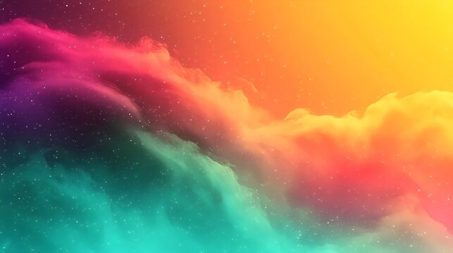 Vibrant cosmic clouds blend hues of pink, orange, and teal, creating a mesmerizing celestial scene that inspires wonder and imagination.