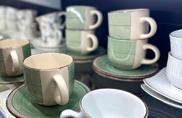 Cups mugs in the store shop supermarket photo