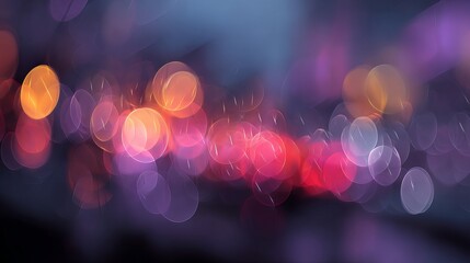 Vibrant abstract bokeh lights at night, creating a mesmerizing and colorful background