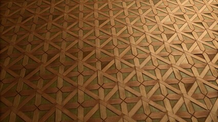 Naklejka premium Woven Bamboo Texture - Seamless 3D Hexagonal Geometric Lattice Brown Background
