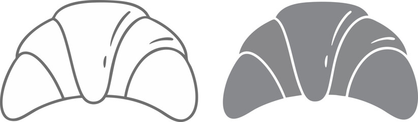 Croissant icon set. Vector illustration of a bakery item, great for menus, cafe logos, or culinary design