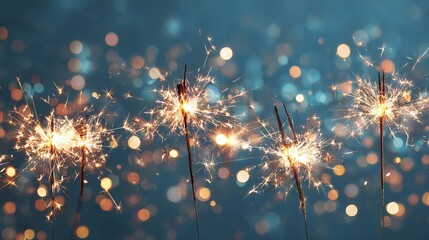 Magical and festive celebration with bright sparklers against a bokeh background