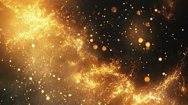 Golden glowing cosmic dust particulate nebula background