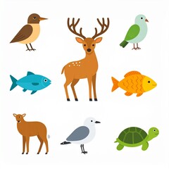 Fototapeta premium Cute Animals Vector Illustration Set