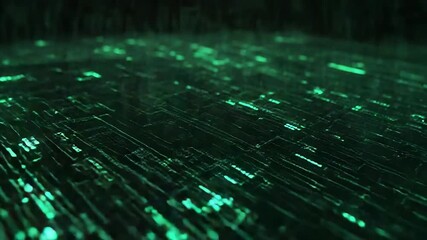 Digital data flowing through abstract green circuit board - Powered by Adobe