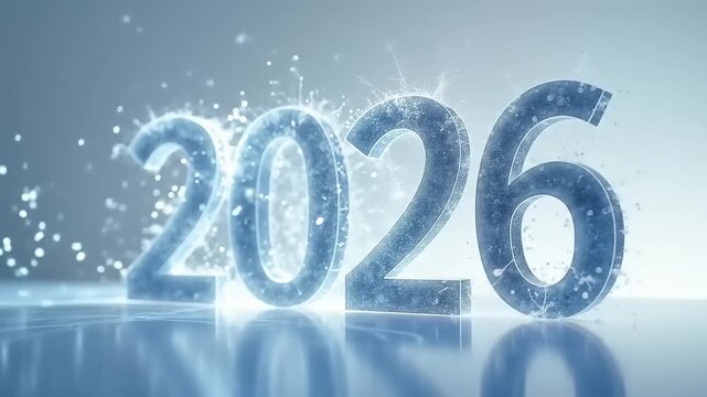 Sparkly blue 2026 New Year concept.