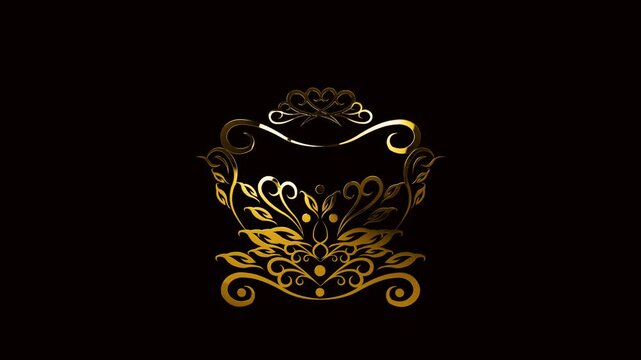 golden crown empty text logo on black background