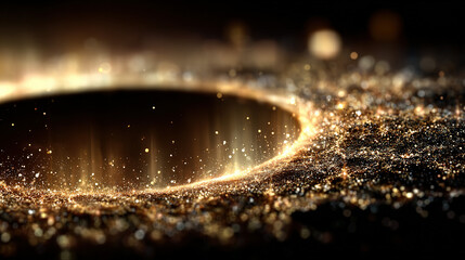 Bright, glowing cosmic event creating a ring of sparkling particles in space.