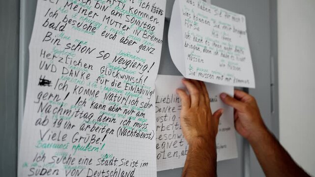 Focus On Manual Notes And Translation Effort, Intimate Scene Of Editing And Translating Handwritten Documents, Close Examination Of Handwritten Notes With Corrections In Quiet Study Setting