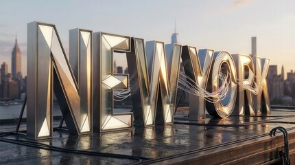 Stunning Urban Skyline with Illuminated New York Signage