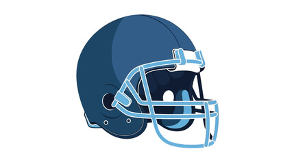Naklejka premium A blue American football helmet with a light blue facemask is shown against a white background.